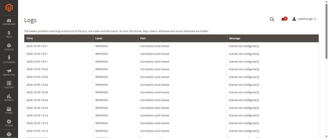 The Logs page